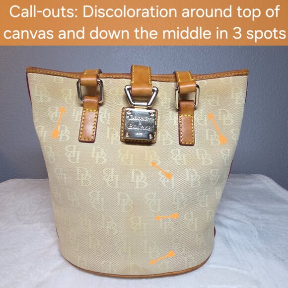 Vintage Dooney & Bourke Monogram Canvas Bucket Bag w/ Leather Trim - Picture 10 of 12